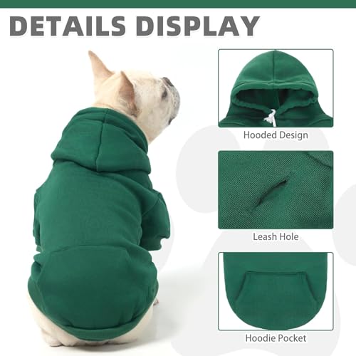 Dog Hoodie for Large Medium Small Dogs (Deep Green / Small/Medium)