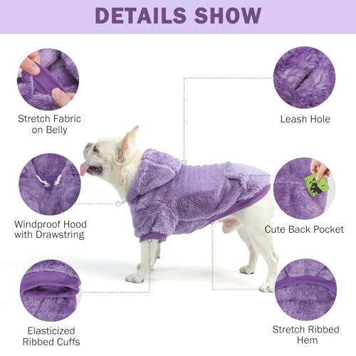 Fleece Dog Sweaters Hoodie for Small Medium Large Dogs Girls Boys (Large / Purple)
