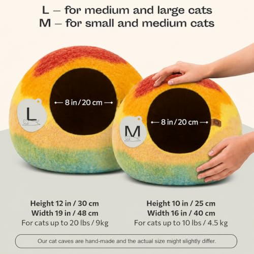 Cat Cave Merino Wool Bed for Indoor Cats (Tucson Sunset / Medium)
