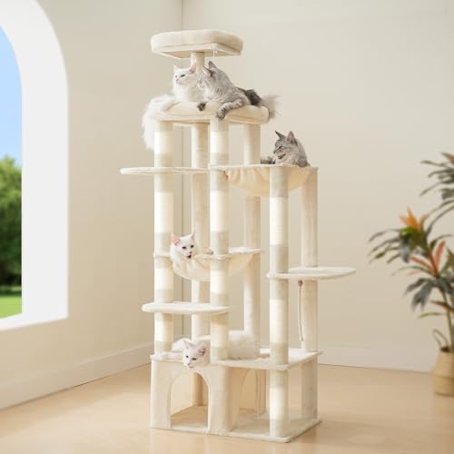 Cat Tree, 71-Inch Tall Cat Tower for Large Maine Coon Cats HCT03MG (Beige / XL)