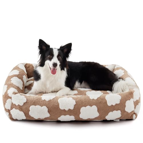 Medium Dog Bed Medium Size Dog (Cozy Clouds Brown / M (30"x24"x8"))