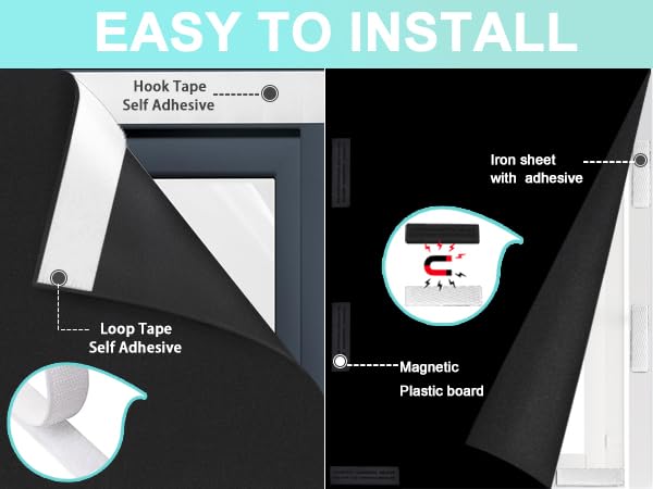 100% Blackout Curtains with Strong Magnets (57"W x 118"H)