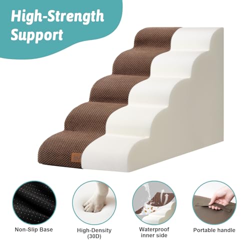 Extra Wide Dog Stair for Small Dog (Brown / Extra Wide:19.7"x33"x22.4")