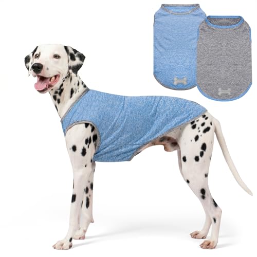 2Pack Dog Shirt for Medium Dogs Sun Protection Tank Top for Summer (XX-Large (40-55lbs) / 3# 2Pack (Light Blue+Grey))