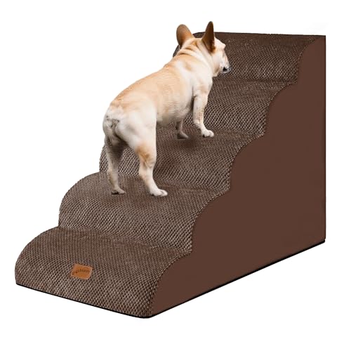 Ramp Dog Stairs for High Beds 24.4" H (Brown / 5-Step-Update (34.5"D x 17.7"W x 24.4"H))