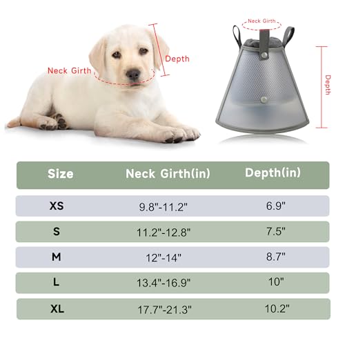 Soft Dog Cone Collar for Large Medium Small Dogs After Surgery (M / Grey)
