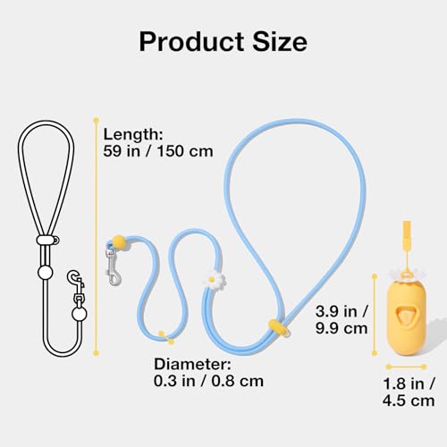 Crossbody Hands Free Dog Leash (Daisy Blue)
