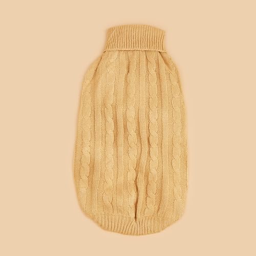 Dog Sweater Soft Warm Turtleneck Knitted Clothes for Small Medium Large Pet (Khaki Apricot / X-Large)