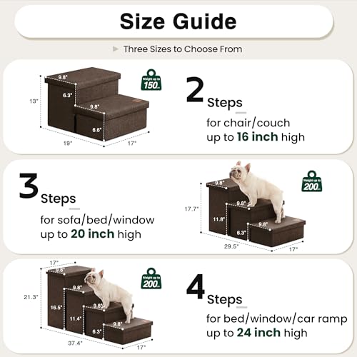 Dog Stairs for High Bed (Coffee / 37.4" X 17" X 21.3" H)