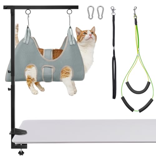 Dog Grooming Arm for Table (M Hammock (Leg Spacing: 5.1–10.6″) / Grey)