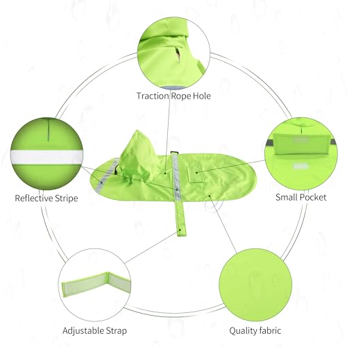 Large Dog Raincoat Adjustable (Medium (Pack of 1) / Green)