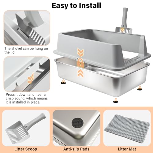 Stainless Steel Cat Litter Box with Lid (Extra Large)