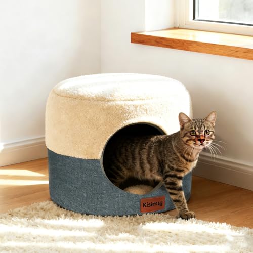 2-in-1 Foldable Cat Bed for Indoor Cats, Cat Cave & Sofa Bed (Grey / S-15.7"Lx15.7"Wx13"H)
