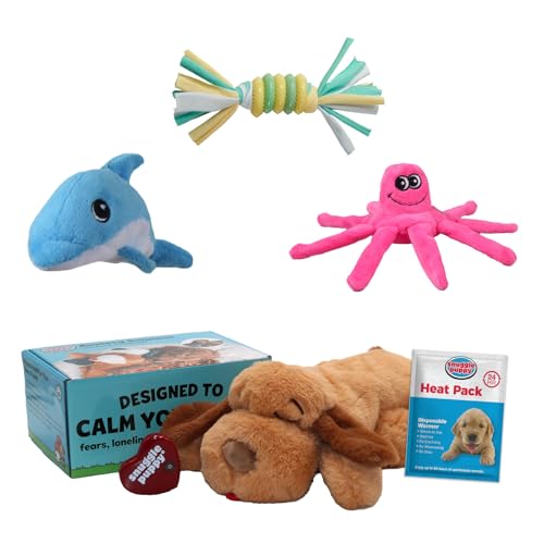 Snuggle Puppy Heartbeat Toy with 3 Tender (Biscuit Bundle 3)