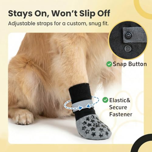 Reflective Dog Socks Grippy Socks Prevent Licking Paws (Classic Grey / Large)