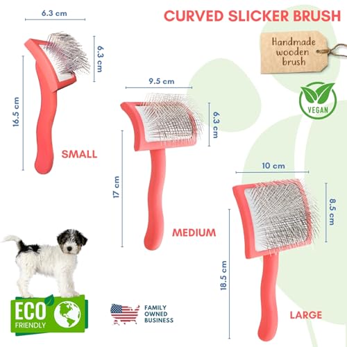 Slicker Brush for Dogs (Coral / Curved Medium)