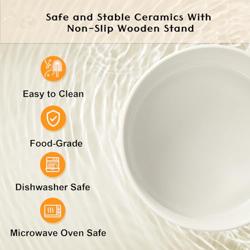 Ceramic Elevated Dog Bowls 2 Pack (Medium - 3.6 CUPS*2 / White)