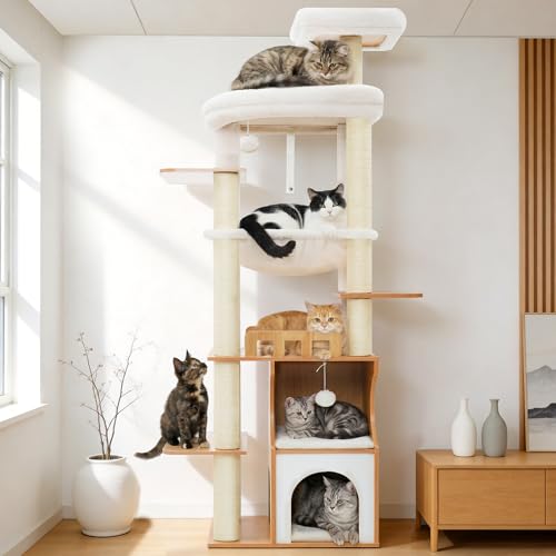 Modern Cat Tree Tower (70.9 inches / Walnut)