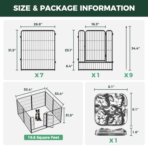 Rollick Dog Playpen with Stainless Steel Lick Mat (Black / 32"H)