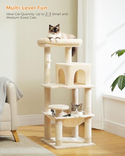 45.7" Cat Tree with Hammock (Beige / 45.7in)