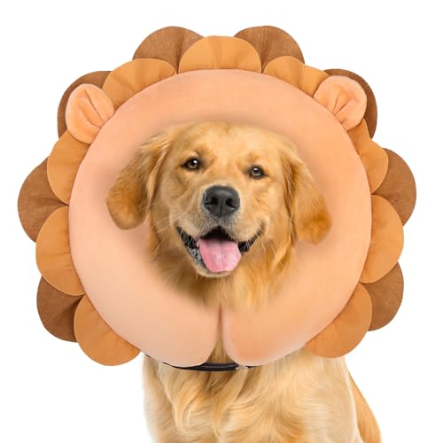 Dog Cone Collar Alternative After Surgery (Brown Lion / XL(Neck:18"-21"))