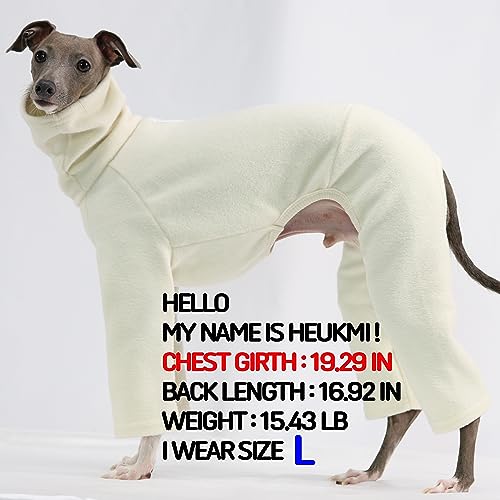 D Doggy Star Italian Greyhound Clothes Sweater Fleece Basic Onesie Whippet for Dog Turtleneck Outfits Coat (2XL / Flc Ivory)