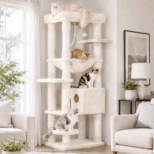Cat Tree for Large Cats (Beige / 60 inch)