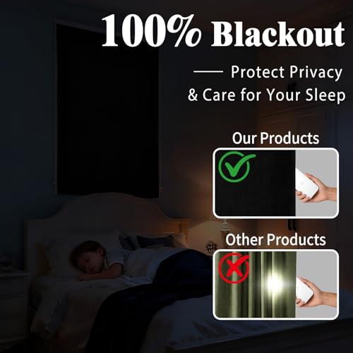 100% Blackout Adhesive Blackout Curtains (59"W x 84"L (Pack of 1) / Black)