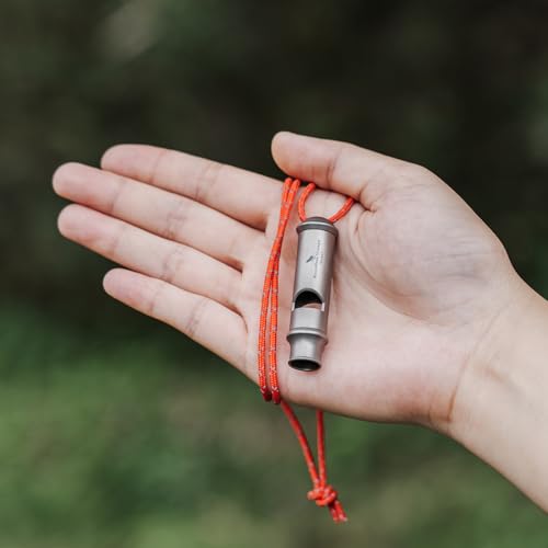 Titanium Whistle Emergency Survival Safety Whistles with Lanyard Loud for Outdoor Camping Hiking Coaches Training Sports Keychain Whistle (1 PCS - Ti9019)