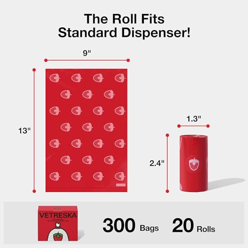 Strawberry Scented Dog Poop Bags (Strawberry / 1 Count (Pack of 300))