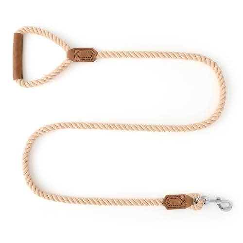 Dog Leash Braided Cotton Rope w (Light Tan / 60 Inch-1/2")