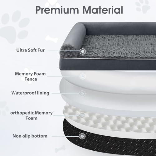 Orthopedic Washable Human Dog Bed for Adult & Dog Cozy Sleep (71"l x 46"w x 7"th / Dark Grey)