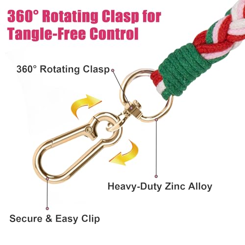 5FT Braided Cotton Rope Leash for Small (Strawberry)