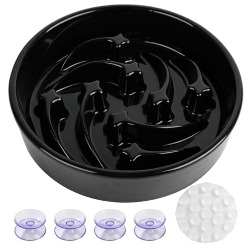 Ceramic Slow Feeder Dog Bowls (Black)