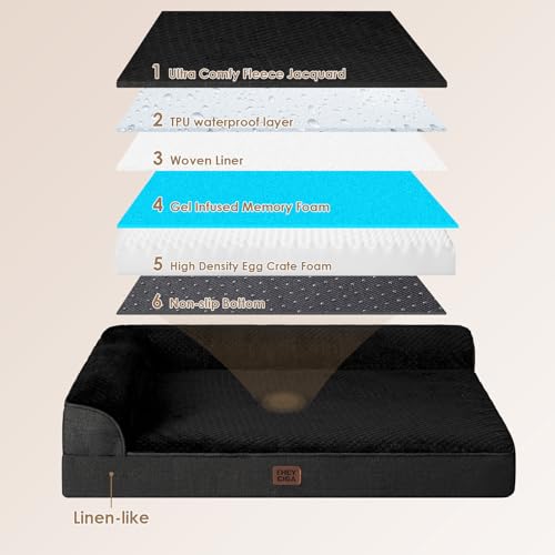 XL Dog Bed Memory Foam for Crate (Black / 41.0"L x 27.0"W x 6.5"Th)
