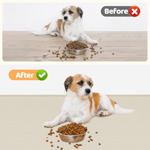 Dog Food Mat 51''x25.6'' Extra Large Dog Mat for Food and Water (51"L x 25.6"W / Beige)