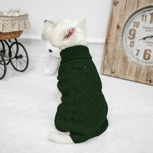 Turtleneck Dog Sweater (X-Small / Dark Green)