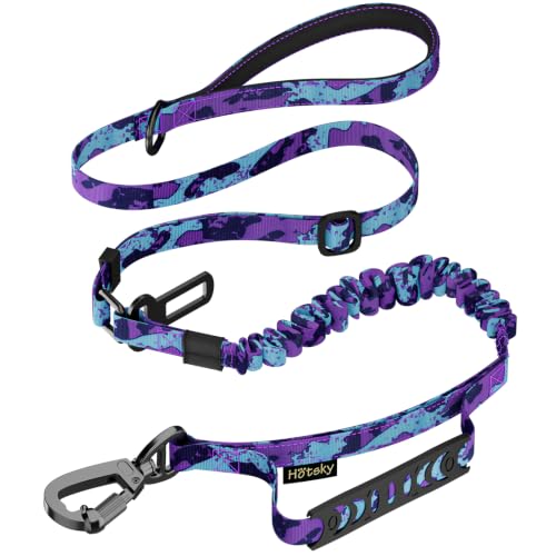 Tactical Bungee Shock Absorbing No Pull Dog Leash (Purple Camo)