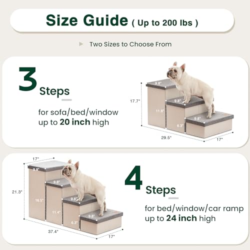 Dog Stairs for High Bed (Light Grey / 29.5" X 17" X 17.7" H)