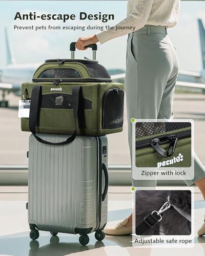 Top Expandable Airline Approved Pet Carrier for Cats (Olive Green)