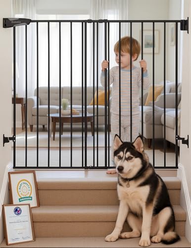 Baby Gate for Stairs & Doorways (Black / 34" H, 26-43" W-Standard)