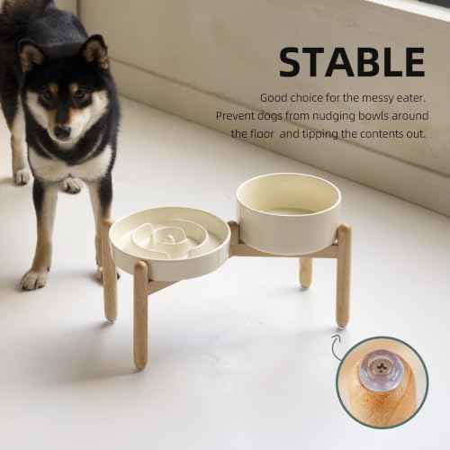 Elevated Slow Feeder Dog Bowls (Light Yellow)