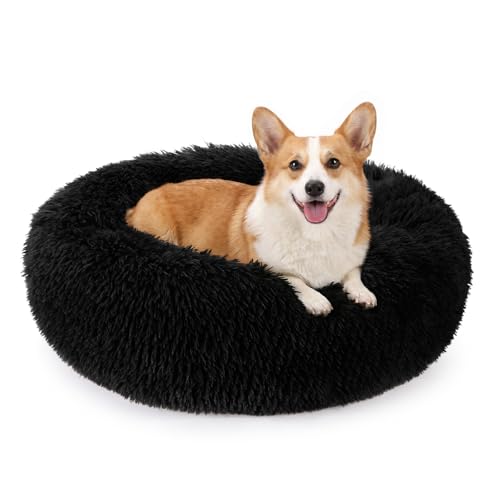 Orthopedic Dog Bed Comfortable Donut Cuddler Round Pet Beds Ultra Soft Washable Dog and Cat Cushion (M(30’’x 30’’) / Black)