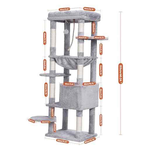 Cat Tree for Large Cats (Light Gray / 60 inch)