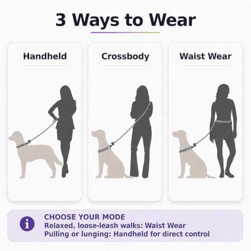 Hands Free Dog Leash (Purple green / 6.5 FT)