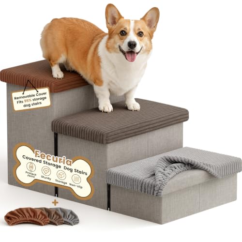 3 Step Wide Dog Stairs 18" H with 3 Colors Covers (Covered Colorful / 30"D x 17"W x 17.7"H)