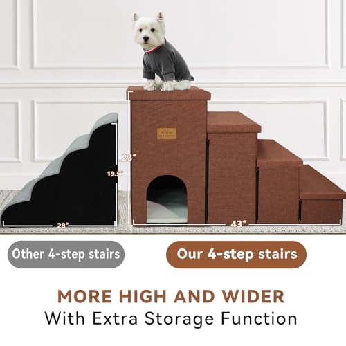 Dog Stairs with Storage (Brown With Condo / 3)