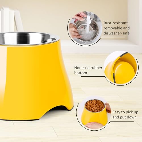Dog Bowls Cone Friendly Non (Medium(2 Cups) / Yellow)