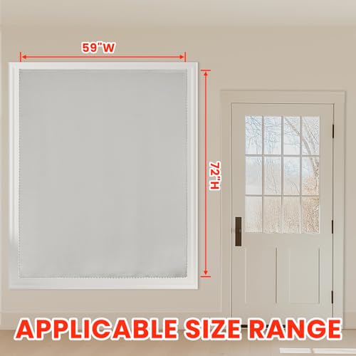 100% Blackout Shades Window Cover Self Adhesive Curtains Sticky Curtain Portable Easy Open Black Out Curtains for Bedroom Living Room No Drilling (White/ Thickened / 59"W x 72"L (Pack of 1))