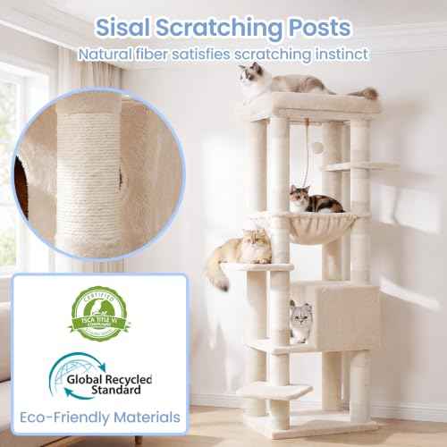 Cat Tree for Large Cats (Beige / 60 inch)